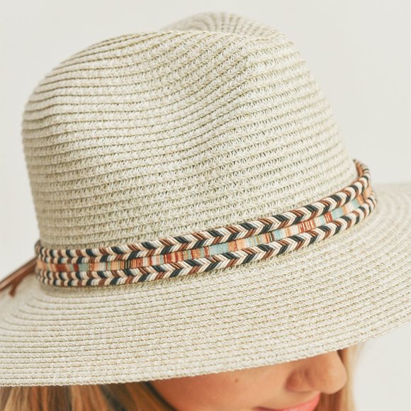 Multi color Braided Band Panama Hat - Picture 5 of 7